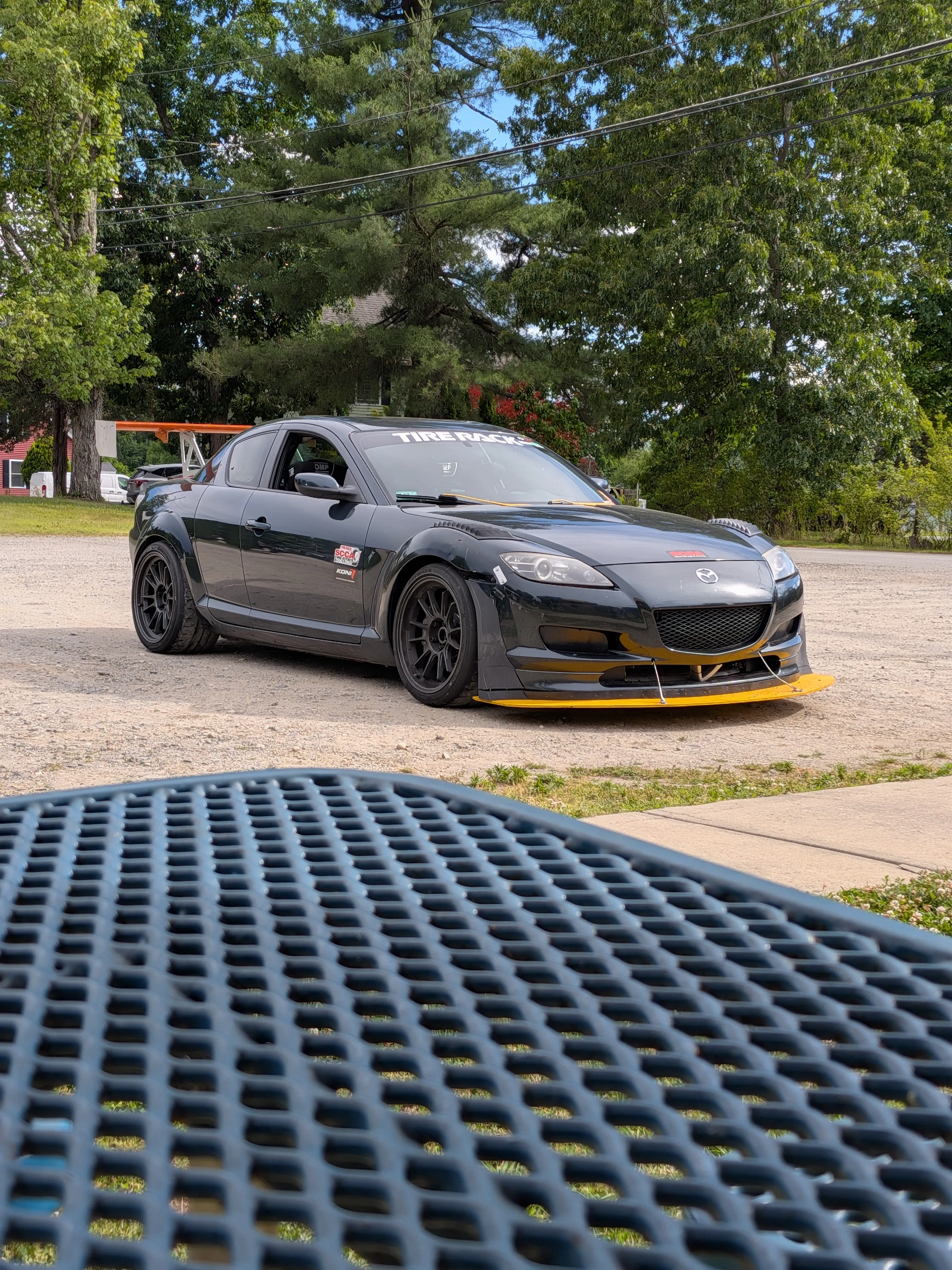 RX8 with trunk mounted wing uprights installed, close-up